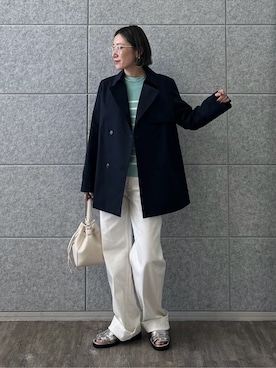 「アイテム（トレンチコート、ブルー系）」を使った、kotakiさん（レディース・158cm）の冬コーディネート