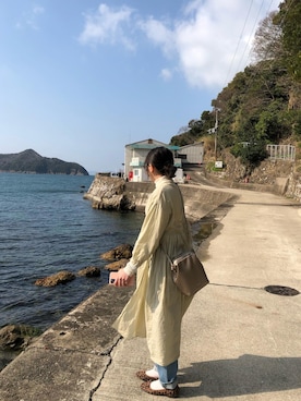 「AS KNOW AS PINKY（アズノゥアズピンキー）のアイテム（シャツワンピース）」を使った、sakiさん（レディース・156cm）の冬コーディネート