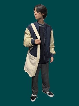 「FUDGE」｜「アイテム（ブルゾン）」を使った、men'sFUDGEofficialさん（メンズ・173cm）の冬コーディネート