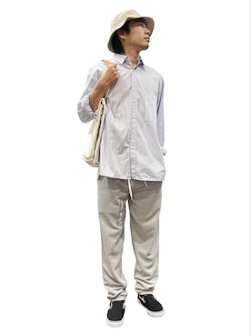 「QWSTION（クエスション）のアイテム」を使った、men'sFUDGEofficialさん（メンズ・173cm）の夏コーディネート