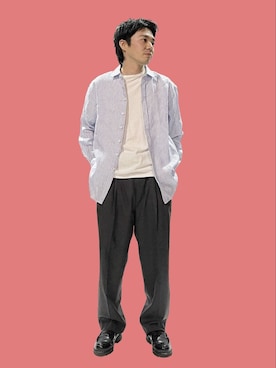 「JOHN SMEDLEY（ジョンスメドレー）のアイテム（パンツ）」を使った、men'sFUDGEofficialさん（メンズ・173cm）の夏コーディネート