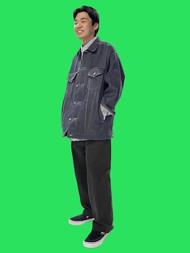 「markaware（マーカウェア）のアイテム（デニムジャケット）」を使った、men'sFUDGEofficialさん（メンズ・173cm）の春コーディネート