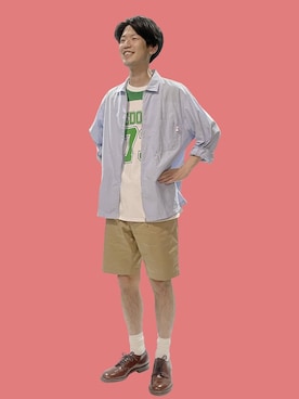 「BLUE BLUE（ブルーブルー）のアイテム（レッグウェア）」を使った、men'sFUDGEofficialさん（メンズ・173cm）の夏コーディネート