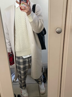 「ニットロングカーデ」｜プティ♔さん（メンズ・165cm）の冬コーディネート