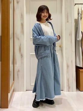 「Samansa Mos2 blue」｜「アイテム（デニムジャケット）」を使った、ュゥさん（レディース・162cm）の冬コーディネート
