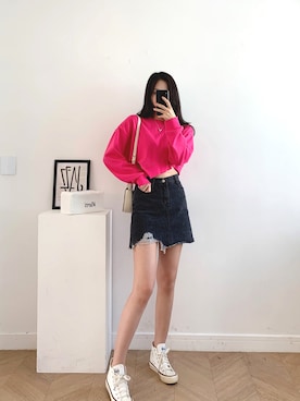 「オルチャンファッション」｜「アイテム（その他）」を使った、POPCORNさん（レディース・155cm）の秋コーディネート