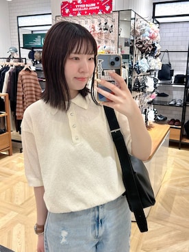 「LOWRYS FARM（ローリーズファーム）のレースデニム　601055（デニムパンツ、ブルー系）」を使った、mikuさん（レディース・163cm）の春コーディネート