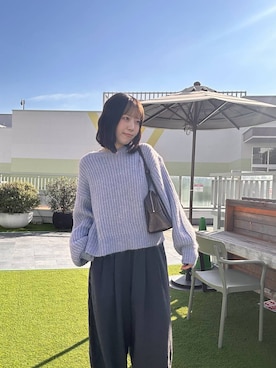 「アイテム（ボストンバッグ、ブラウン系）」を使った、mikuさん（レディース・163cm）の冬コーディネート