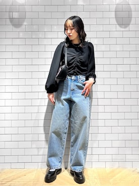 コーデセット ワイドストレートデニムパンツ 252605を使った人気ファッション