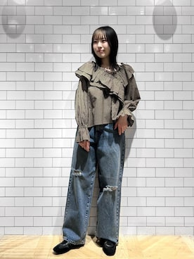 コーデセット ワイドストレートデニムパンツ 252605を使った人気ファッション