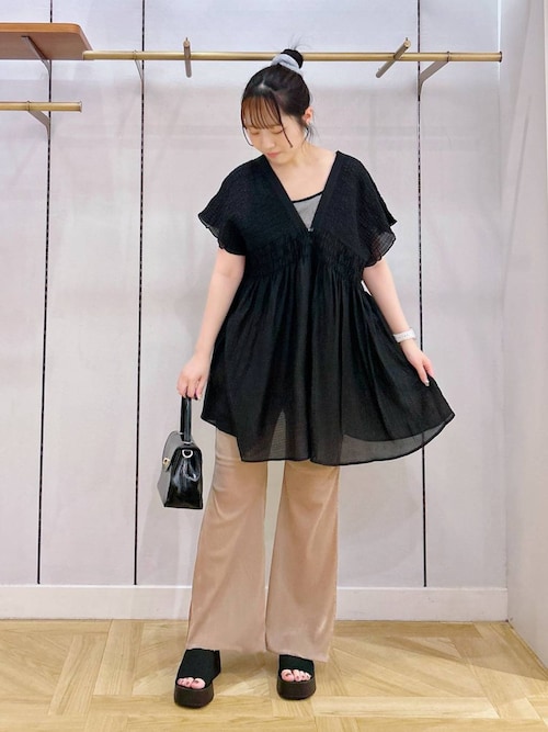 ブラウス シャツ シャーリングチュニックフレンチスリーブ　 581468 レディース シャーリングチュニックフレンチスリーブ 581468（シャツ