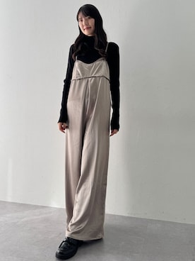 「アイテム（オールインワン・サロペット、ブラック系）」を使った、tallmodel(読者モデル) さん（レディース・173cm）の冬コーディネート