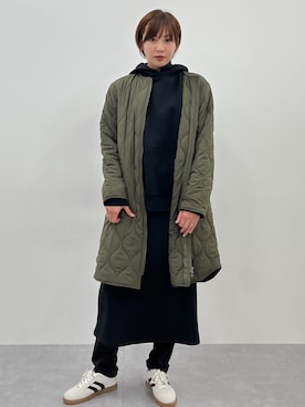 「アイテム（ノーカラーコート）」を使った、tallmodel(読者モデル) さん（レディース・175cm）の冬コーディネート