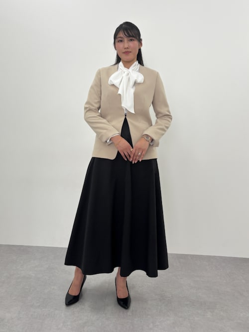 高身長 透にくいストレッチ2WAYボウタイブラウス（トールサイズ