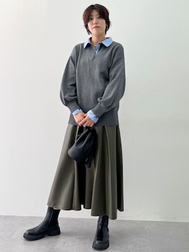 「アイテム（スカート）」を使った、tallmodel(読者モデル) さん（レディース・177cm）の冬コーディネート