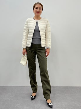 「アイテム（その他アウター、ホワイト系）」を使った、tallmodel(読者モデル) さん（レディース・176cm）の冬コーディネート