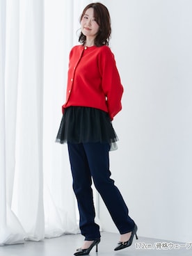 「アイテム（チノパンツ、ブルー系）」を使った、tallmodel(読者モデル) さん（レディース・172cm）の秋コーディネート