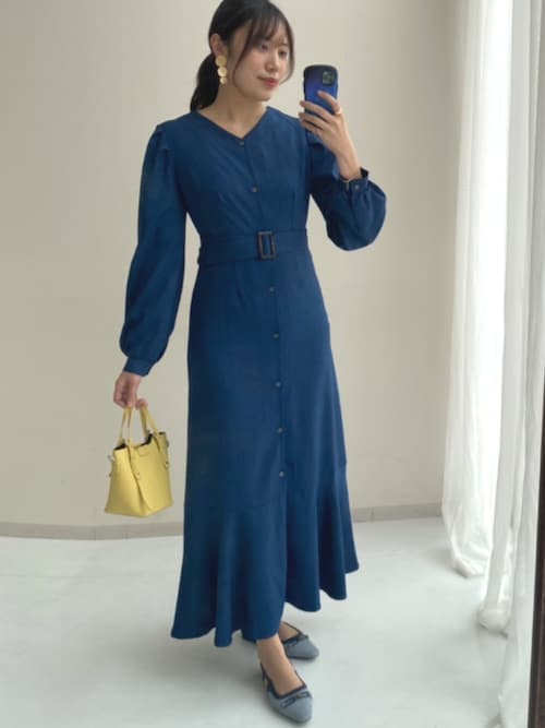 高身長 ティアードマーメイドワンピース（共布ベルト付き）（トール