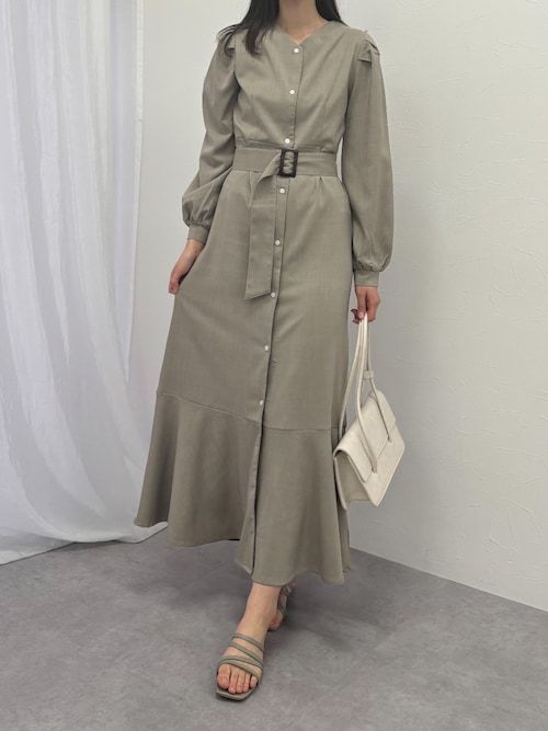 高身長 ティアードマーメイドワンピース（共布ベルト付き）（トール