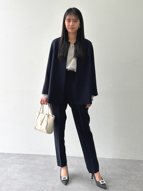 高身長 【フォーマル】ダブルクロスノーカラージャケット2点セット