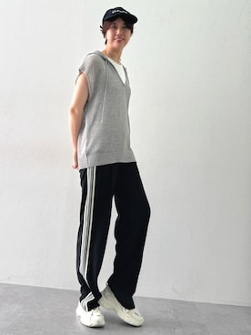 「slattgir（スラットジール）の高身長　ONにもOFFにも使えるきれい見え綿混タンクトップ（トールサイズ）（キャミソール、ホワイト系）」を使った、tallmodel(読者モデル) さん（レディース・173cm）の夏コーディネート