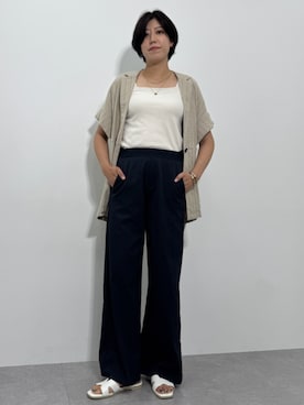 「アイテム（チノパンツ、ブルー系）」を使った、tallmodel(読者モデル) さん（レディース・177cm）の夏コーディネート