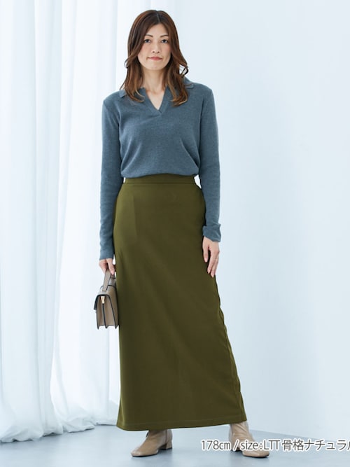 高身長 スキッパーポロニット（トールサイズ）Essenave（ニット