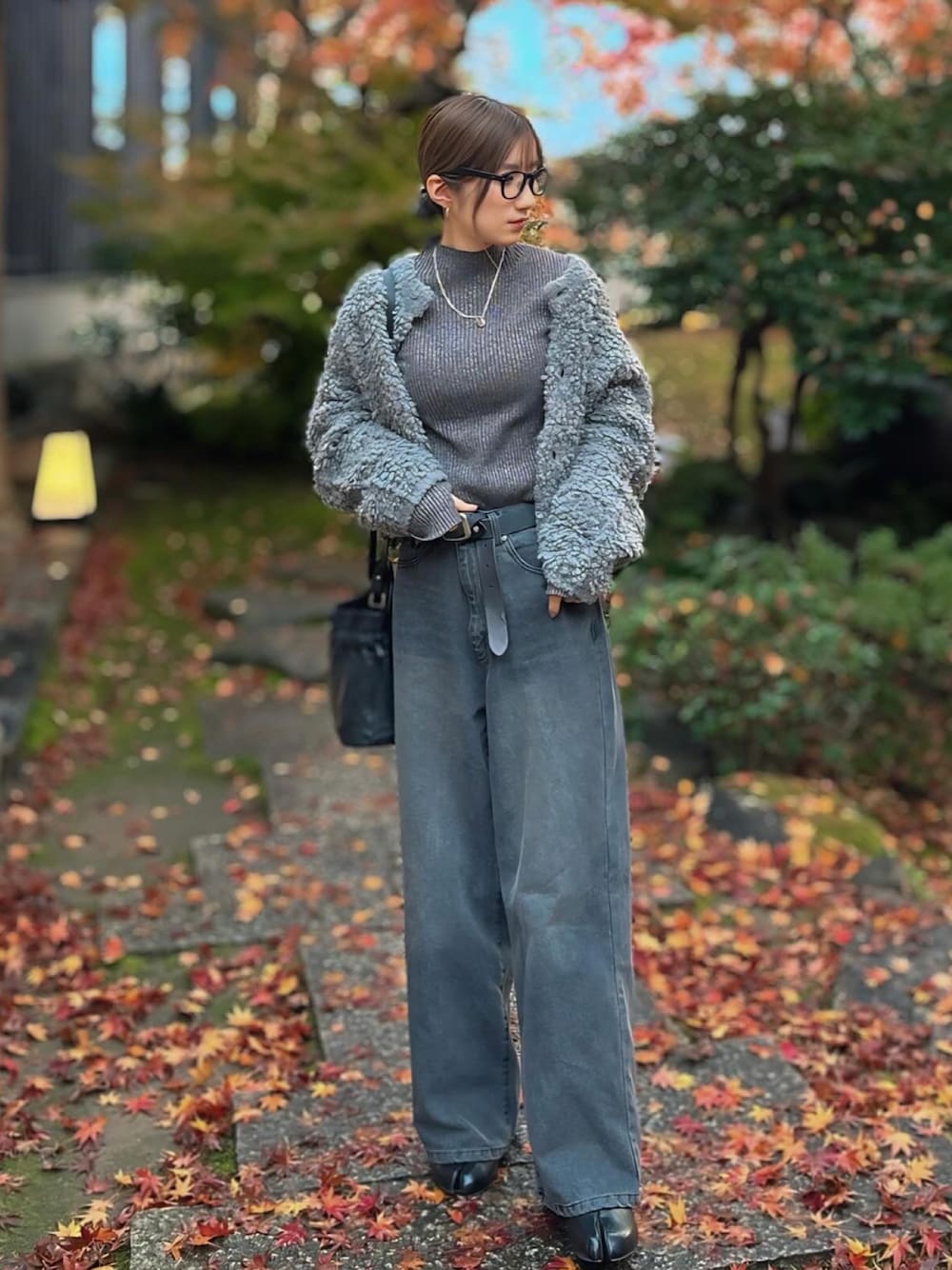 「GRLのアイテム（ニット/セーター、グレー系）」を使った、chipipi07さん（レディース・155cm）の冬コーディネートの1枚目の写真