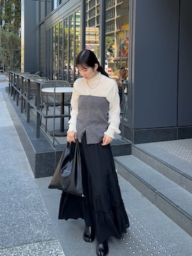「Aunt Marie's（アントマリーズ）のアイテム（その他トップス、ブルー系）」を使った、Chiiさん（レディース・155cm）の春コーディネート