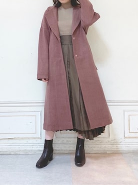 「アイテム（その他アウター、ピンク系）」を使った、neneさん（レディース・150cm）の秋コーディネート