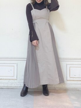 「dazzlin（ダズリン）のサイドプリーツドレスジャンスカ（ワンピース）」を使った、neneさん（レディース・150cm）の秋コーディネート