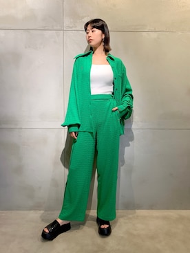 「羽織りシャツ」｜「アイテム（キャミソール）」を使った、KAWASAKIさん（レディース・171cm）の夏コーディネート