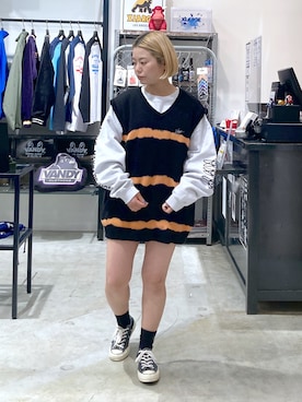 「ストリート女子」｜「アイテム（スウェット）」を使った、沼田亜樹さん（レディース・156cm）の春コーディネート