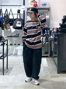 「エクストララージ」｜「アイテム（キャップ）」を使った、沼田亜樹さん（レディース・156cm）の夏コーディネート