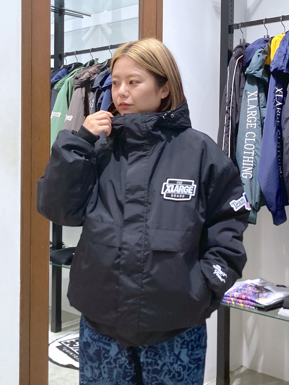 「XLARGE、ナイロンジャケット、アウター、おしゃれさんと繋がりたい、いいね、save、フォローお願いします🤑、低身長コーデ、低身長女子」｜「XLARGEのNYLON PUFFER JACKET（ブルゾン、ブラック系）」を使った、沼田亜樹さん（レディース・156cm）の秋コーディネートの1枚目の写真
