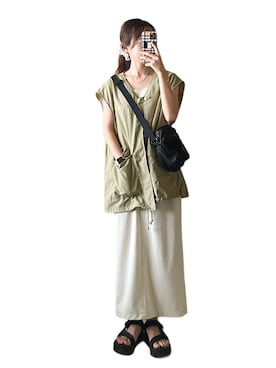 「しまむら（シマムラ）のアイテム（ベスト）」を使った、otoさん（レディース・153cm）の夏コーディネート