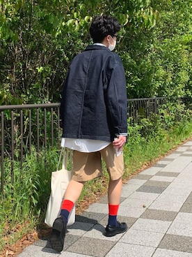 「FUDGEBOYのトラッドスタイル」｜「アイテム（デニムジャケット）」を使った、AITOさん（メンズ・182cm）の春コーディネート