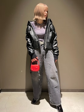 「ららぽーと富士見」｜「アイテム（ライダースジャケット）」を使った、なるみさん（レディース・152cm）の秋コーディネート