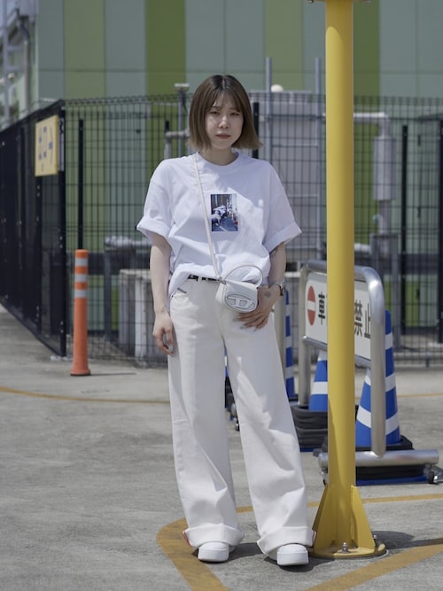SS23 レディース デニム ブーツカット フレア ホワイトを使った人気 