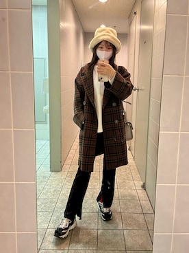 「one after another NICE CLAUP（ワンアフターアナザーナイスクラップ）のアイテム（チェスターコート）」を使った、Ayuさん（レディース・157cm）の冬コーディネート
