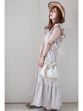「ティアードスカート」｜「アイテム（アナログ腕時計）」を使った、honasanさん（レディース・163cm）の春コーディネート