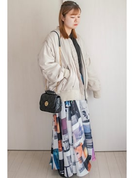 「春服デビュー宣言」｜「アイテム（MA-1）」を使った、honasanさん（レディース・163cm）の春コーディネート