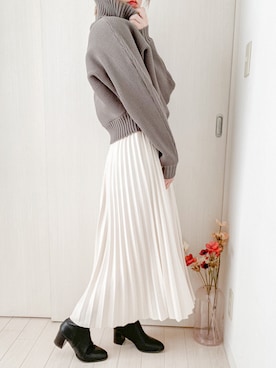 「GRL（グレイル）のプリーツスカート（スカート）」を使った、honasanさん（レディース・163cm）の秋コーディネート