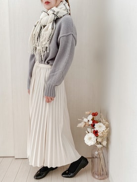 「GRL（グレイル）のプリーツスカート（スカート）」を使った、honasanさん（レディース・163cm）の冬コーディネート