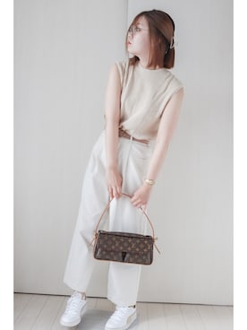 「リブニット」｜「アイテム（アナログ腕時計）」を使った、honasanさん（レディース・163cm）の夏コーディネート