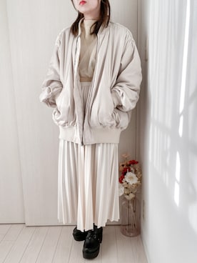 「GRL（グレイル）のプリーツスカート（スカート）」を使った、honasanさん（レディース・163cm）の冬コーディネート