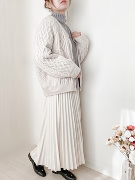 「GRL（グレイル）のプリーツスカート（スカート）」を使った、honasanさん（レディース・163cm）の冬コーディネート