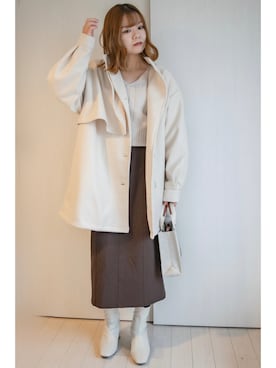 「classicalelf（クラシカルエルフ）のアイテム（ステンカラーコート）」を使った、honasanさん（レディース・163cm）の秋コーディネート