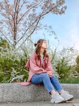 「GRL（グレイル）のアイテム（トレンチコート）」を使った、honasanさん（レディース・163cm）の春コーディネート