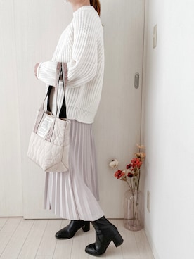 「GRL（グレイル）のプリーツスカート（スカート）」を使った、honasanさん（レディース・163cm）の秋コーディネート